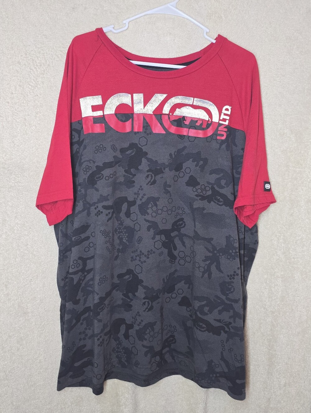 Ecko Unltd Men's T Shirt 2XL Red Gray Graphic Tee Logo Short Sleeve